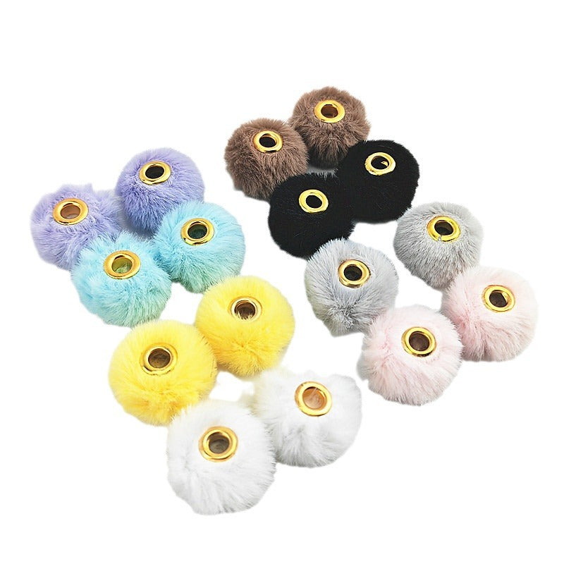 Wholesale 10PCS Straight Hole Soft Waxy Fur Ball Beads Loose Beads Large Hole Fabric Accessories